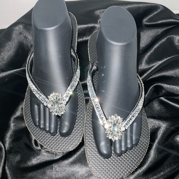 Custom Hand-Crafted Rhinestone FlipFlops | "No Bare Feet Allowed" - Picture 3 of 6